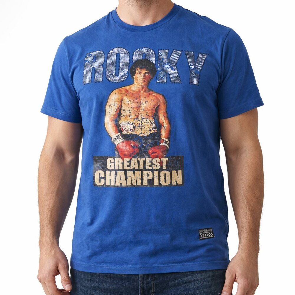 Hard Soda Rocky Balboa Rhinestone Tee Distressed Thrasher (Medium)
